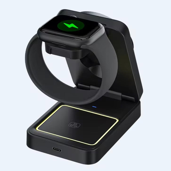 Desktop Portable 3-in-1 Foldable Magnetic Wireless Charging Station 15W Fast Charger Stan