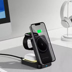Desktop Portable 3-in-1 Foldable Magnetic Wireless Charging Station 15W Fast Charger Stan
