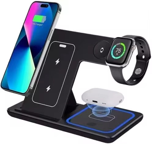 3-in-1 Wireless Charging Station with Led Light.
