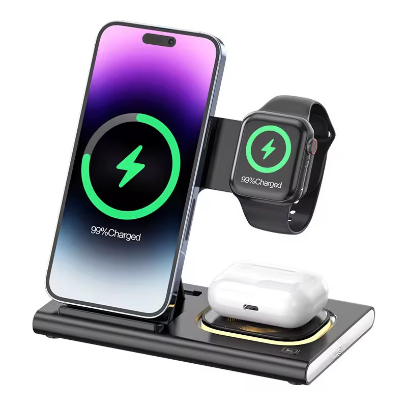4 in 1 Wireless Fast Charger Station with Night Light Universal Wireless Charger for Multifunctional Chargers