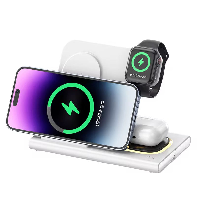4 in 1 Wireless Fast Charger Station with Night Light Universal Wireless Charger for Multifunctional Chargers