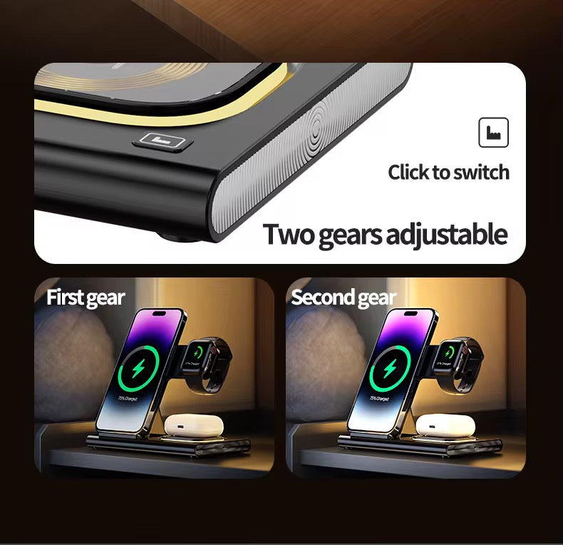 4 in 1 Wireless Fast Charger Station with Night Light Universal Wireless Charger for Multifunctional Chargers
