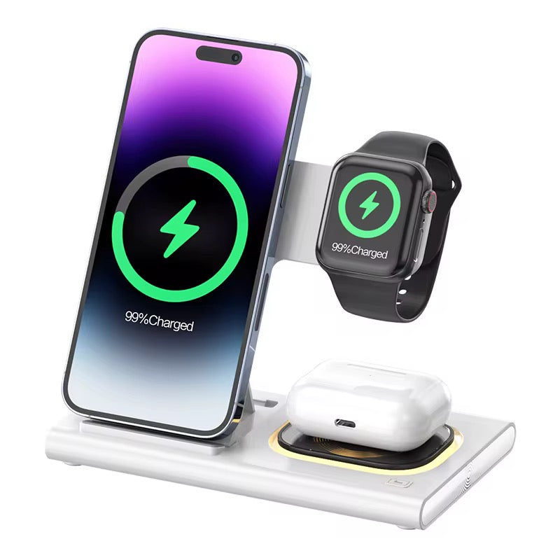 4 in 1 Wireless Fast Charger Station with Night Light Universal Wireless Charger for Multifunctional Chargers