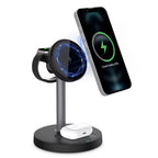 3-in-1 Wireless Charger with Magnetic Charging Station Holder Rotation Travel Charger Adapter for Airpods Phone Watch