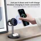 3-in-1 Wireless Charger with Magnetic Charging Station Holder Rotation Travel Charger Adapter for Airpods Phone Watch