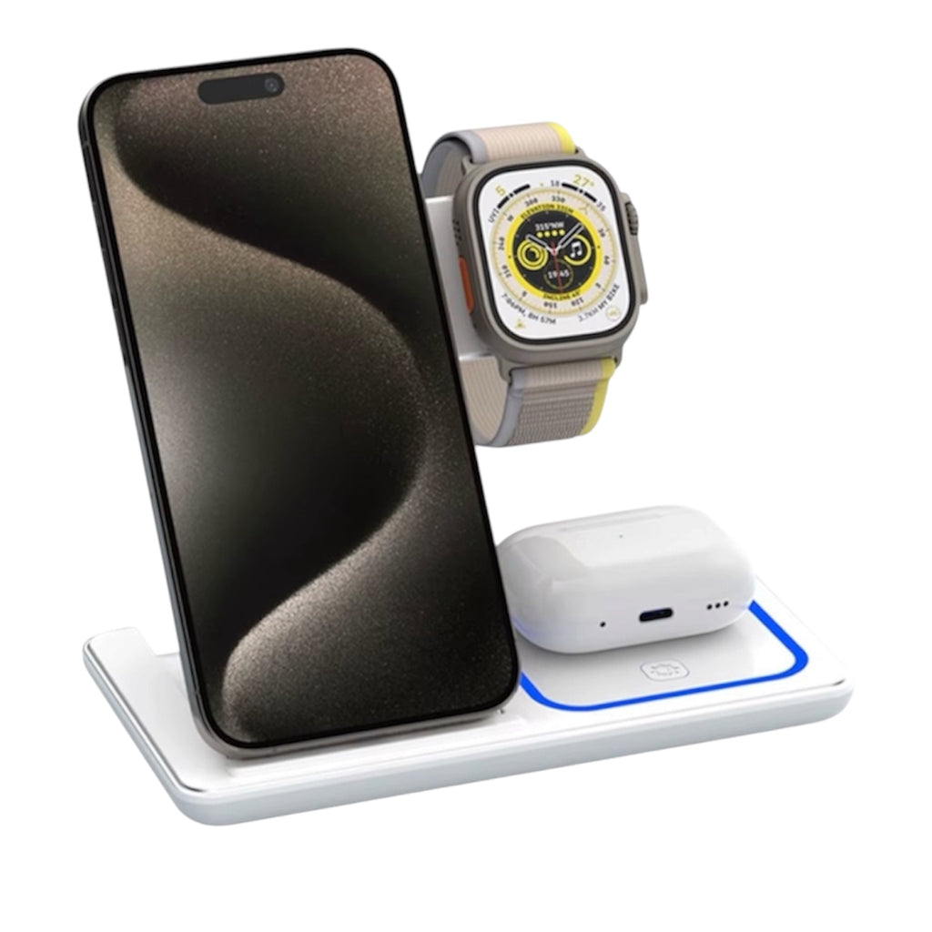 3-in-1 Wireless Charging Station with Led Light.