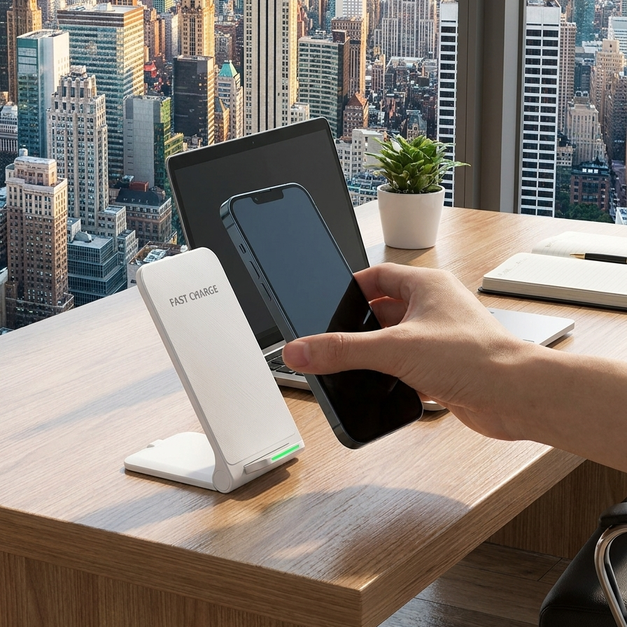 Foldable 15W Fast Wireless Charging Stand – Portable Phone Charging Station