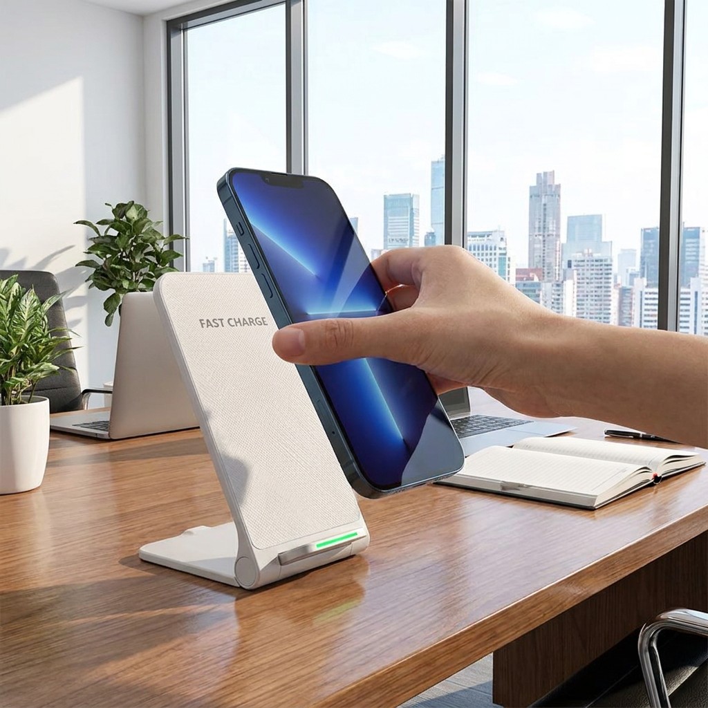 Foldable 15W Fast Wireless Charging Stand – Portable Phone Charging Station