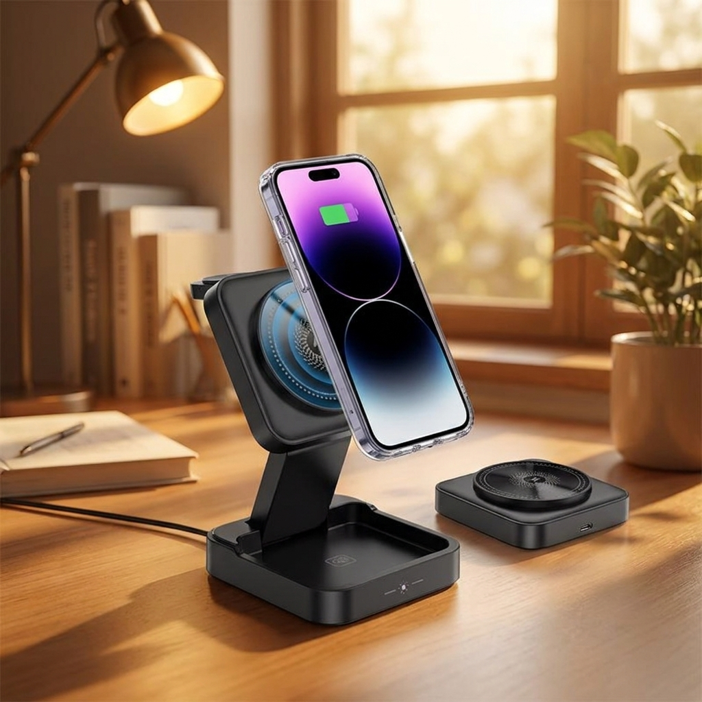 3 in 1 Wireless Charger Foldable Wireless Magnetic Stand
