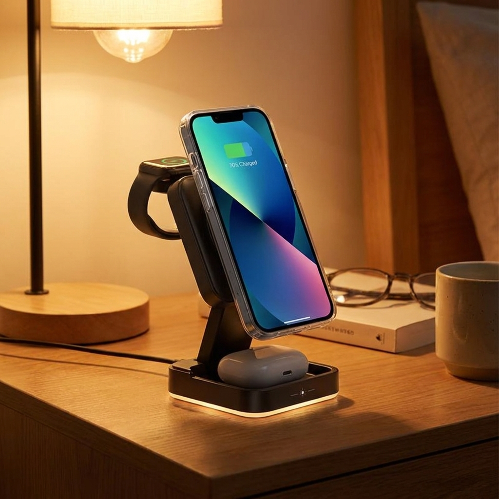 3 in 1 Wireless Charger Foldable Wireless Magnetic Stand