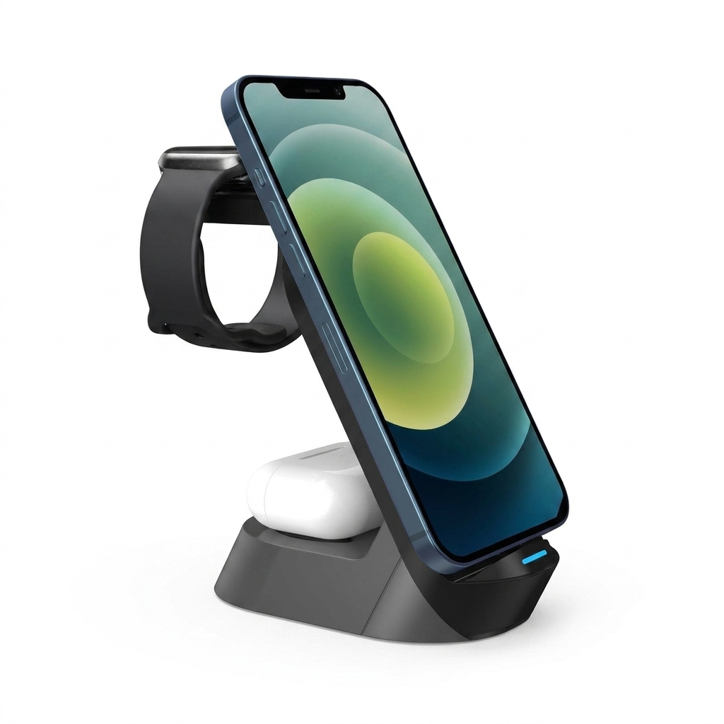3-In-1 Mobile Phone Charging Station 4-in-1 Multi-functional Wireless Charging 15W Fast Charging Desktop Stand